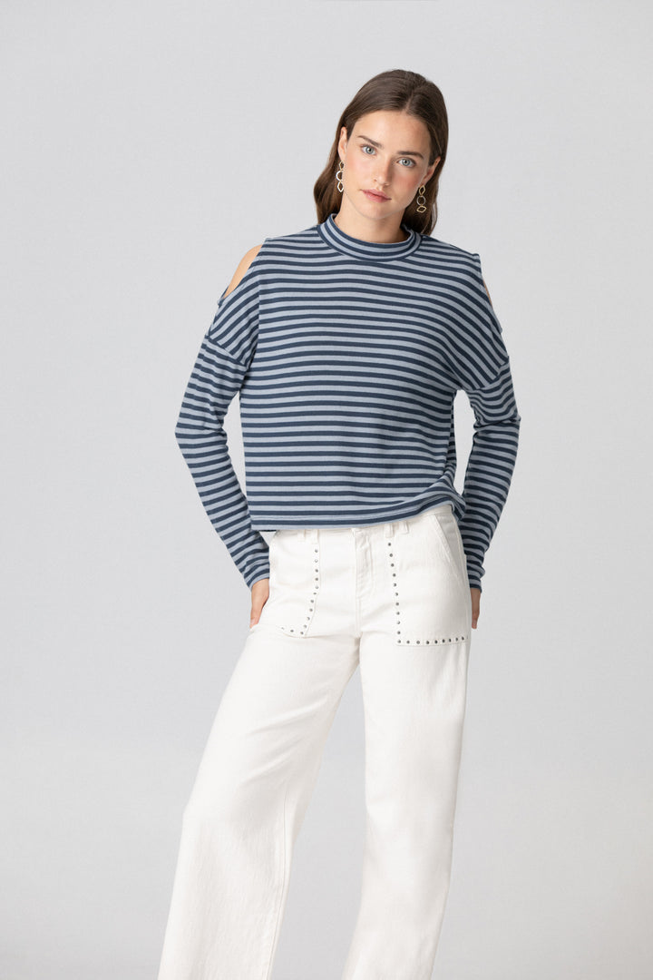STRIPED PERKINS NECK T-SHIRT