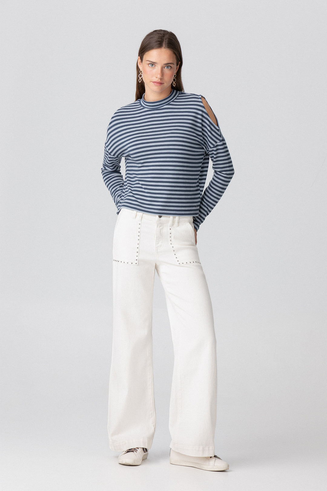 STRIPED PERKINS NECK T-SHIRT