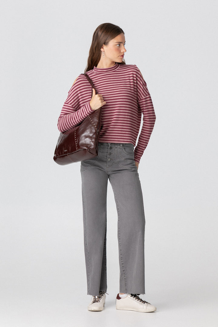 STRIPED PERKINS NECK T-SHIRT