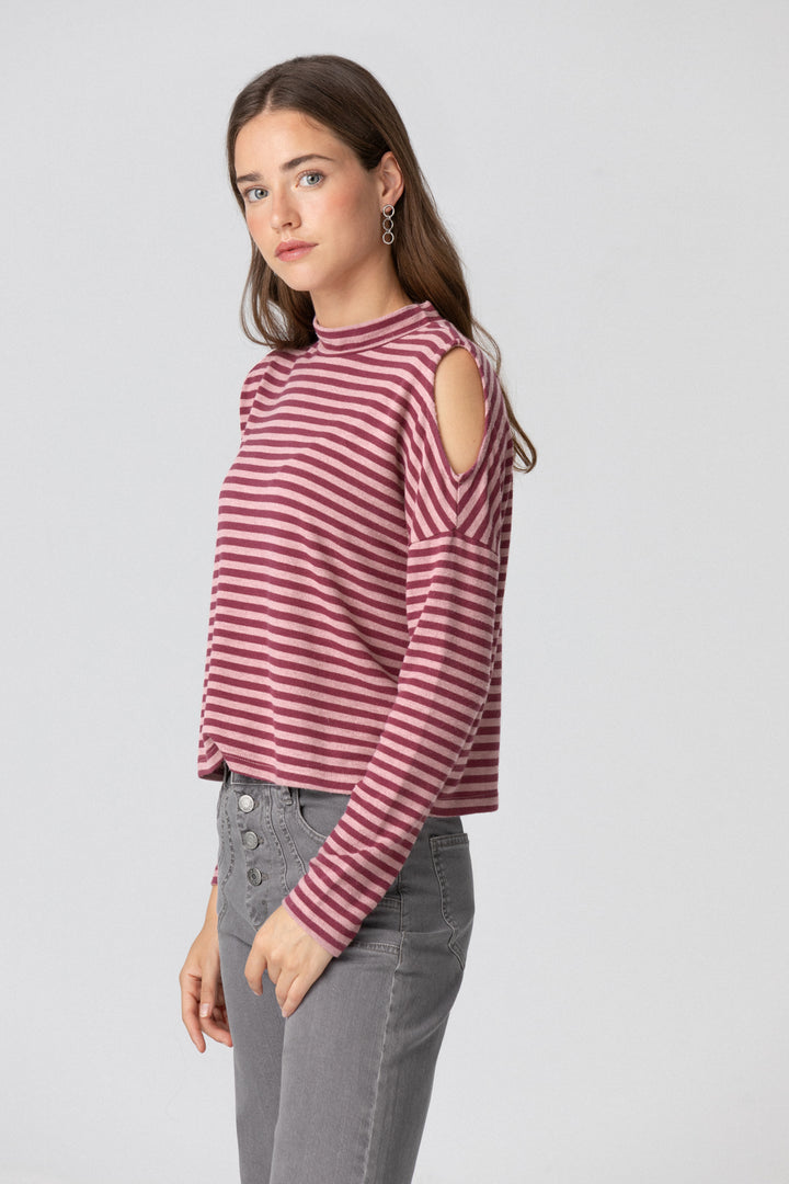 STRIPED PERKINS NECK T-SHIRT