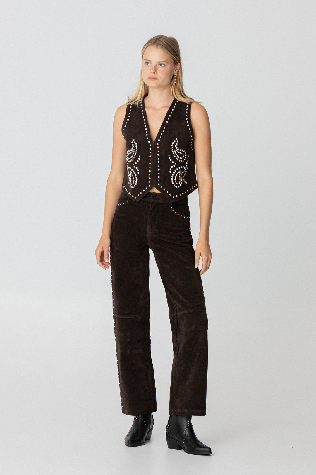 SUEDE EFFECT STUDDED VEST