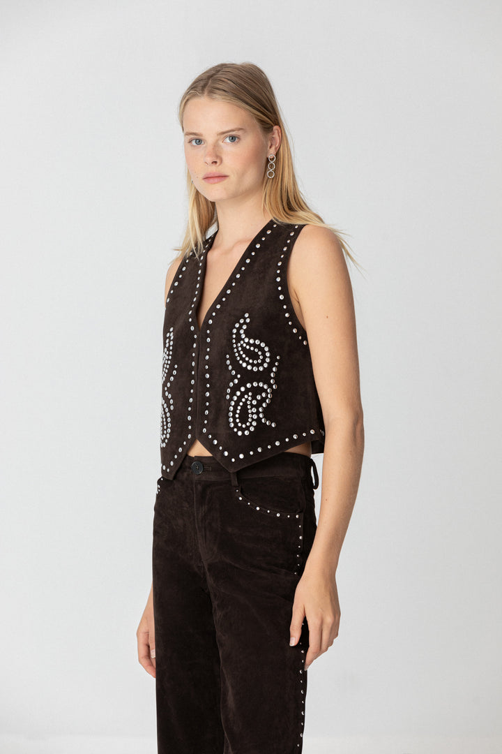 SUEDE EFFECT STUDDED VEST