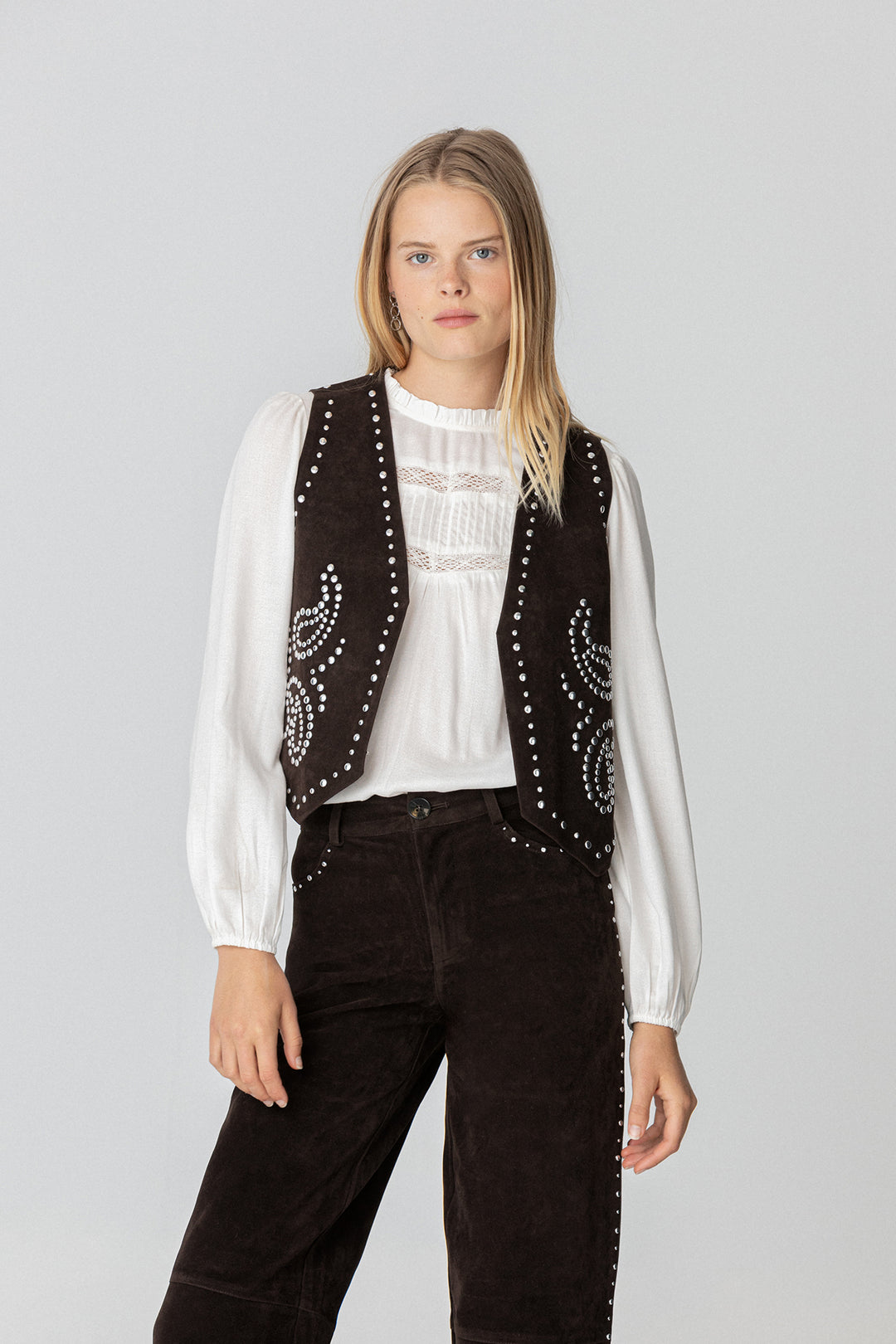 SUEDE EFFECT STUDDED VEST