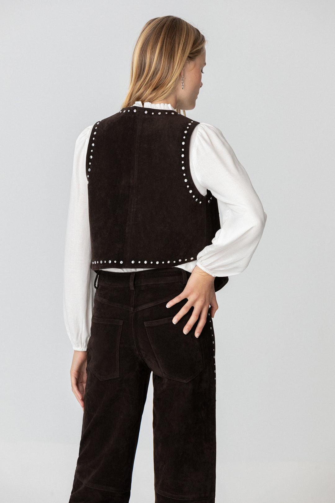 SUEDE EFFECT STUDDED VEST