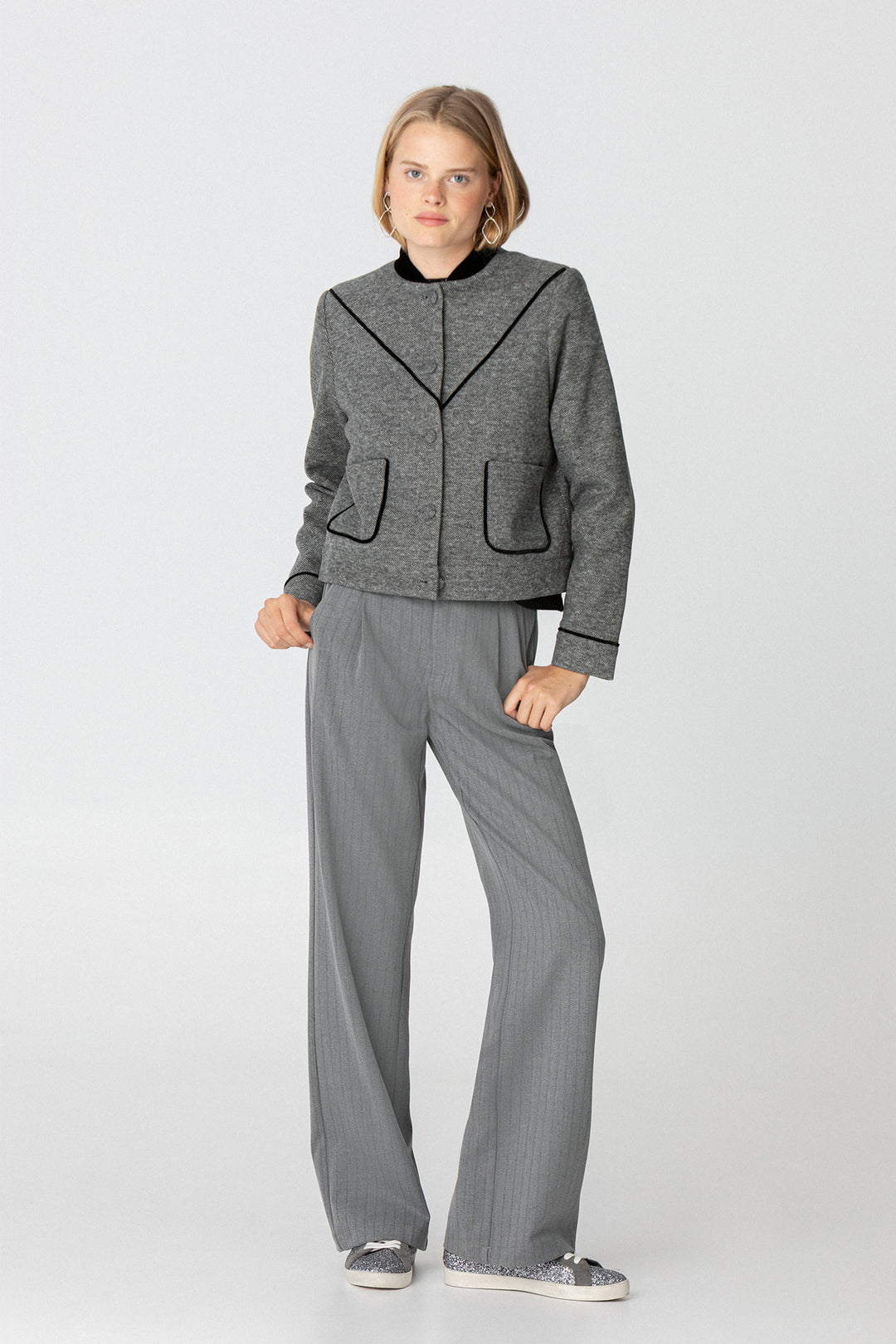 Contrast Herringbone Jacket