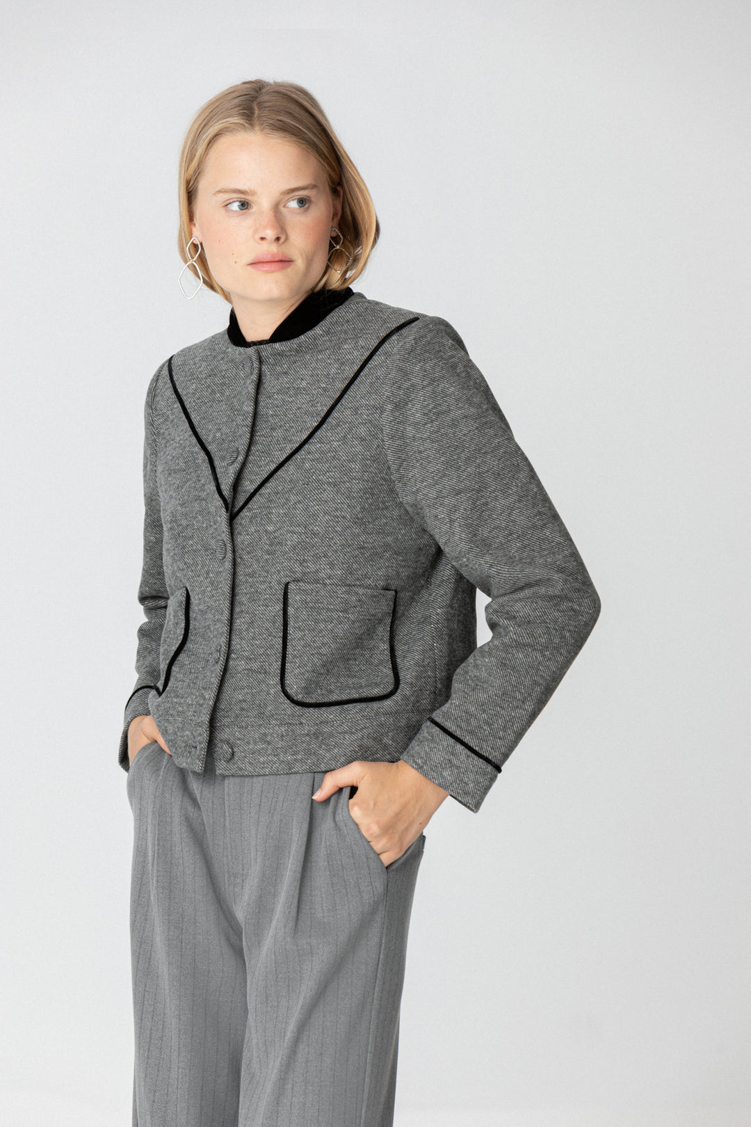 Contrast Herringbone Jacket