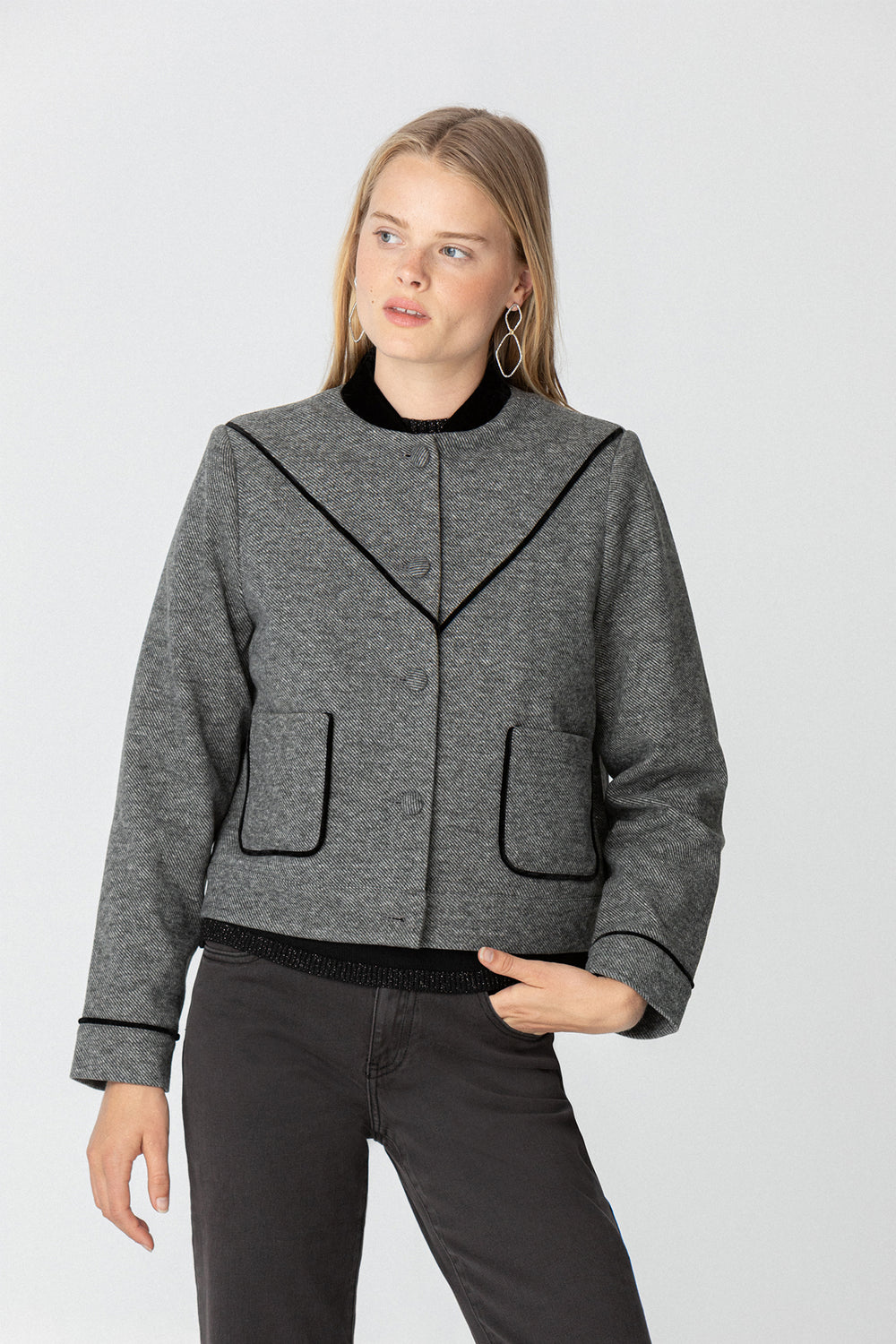 Contrast Herringbone Jacket