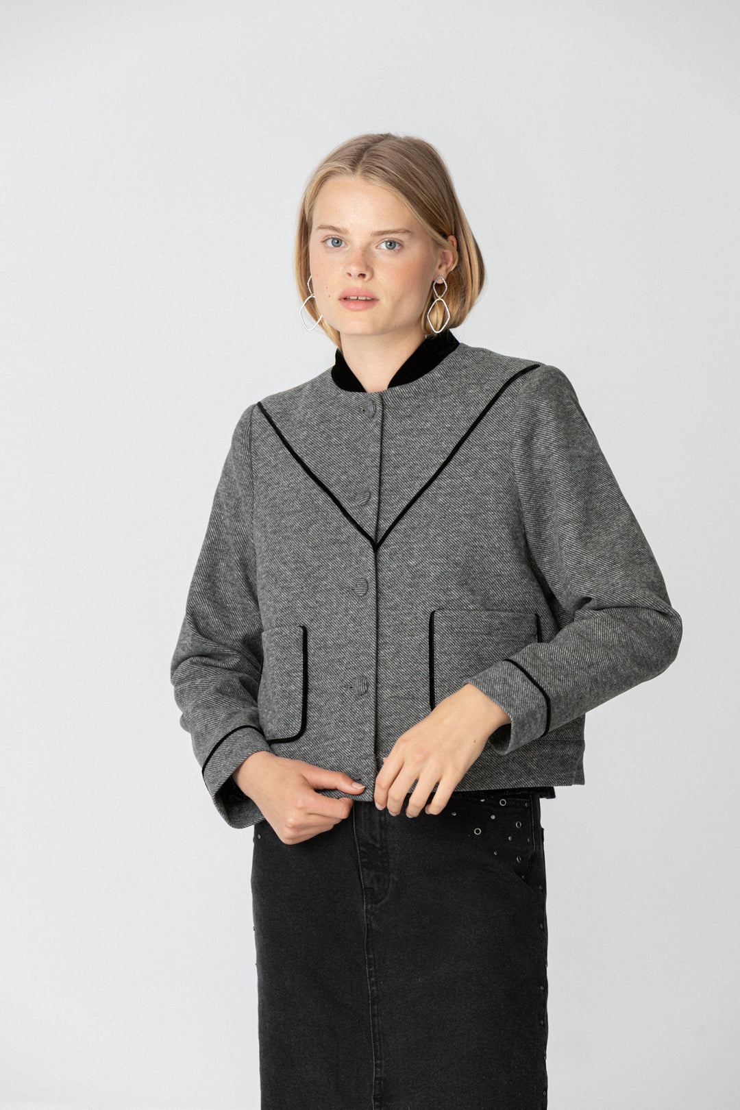Contrast Herringbone Jacket