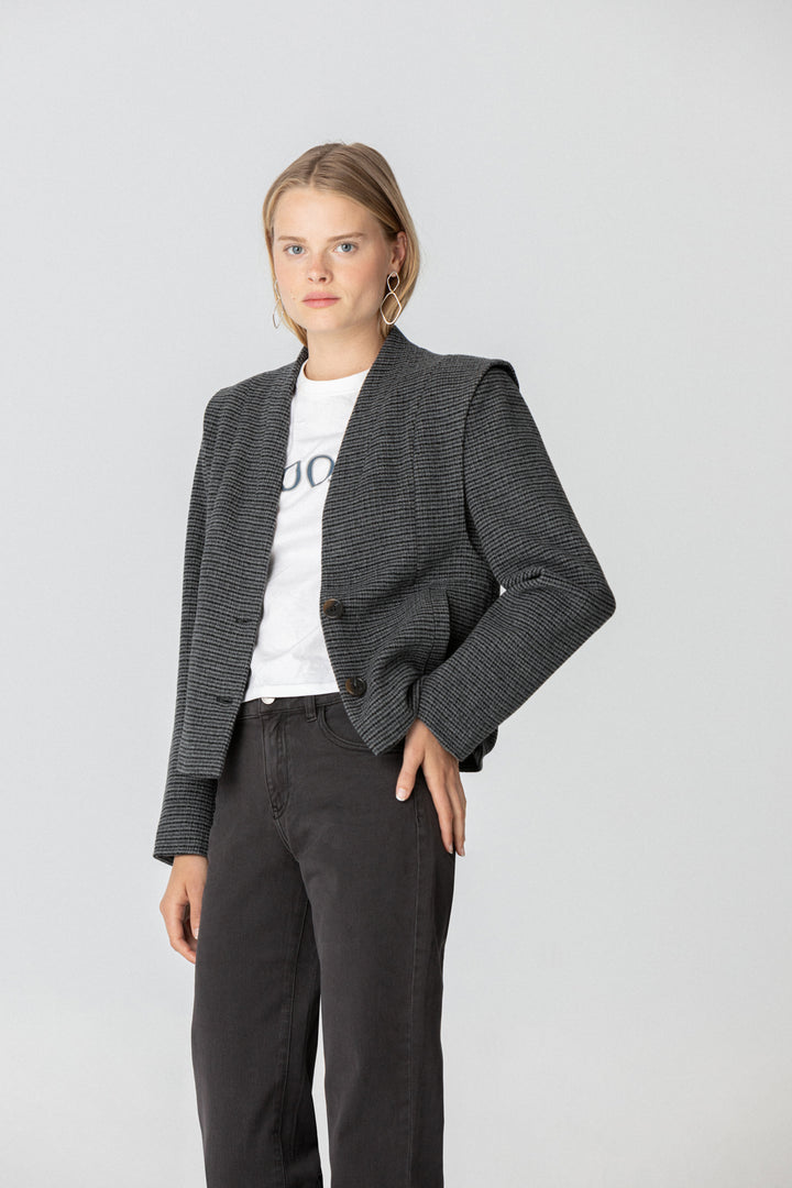 HOUNDSTOOTH SHOULDER JACKET