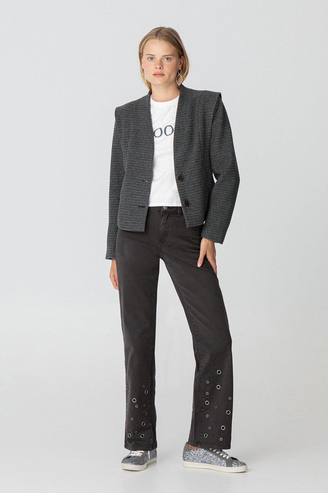 HOUNDSTOOTH SHOULDER JACKET