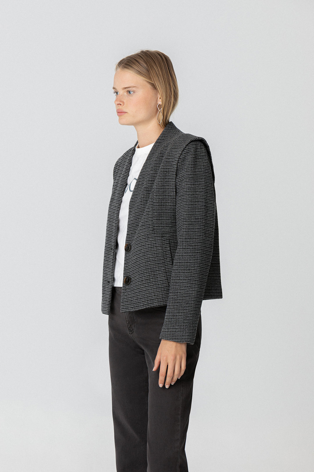 HOUNDSTOOTH SHOULDER JACKET