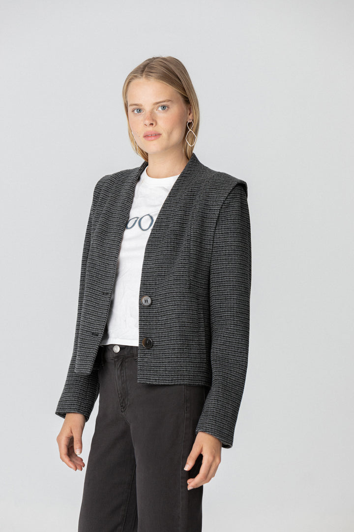 HOUNDSTOOTH SHOULDER JACKET