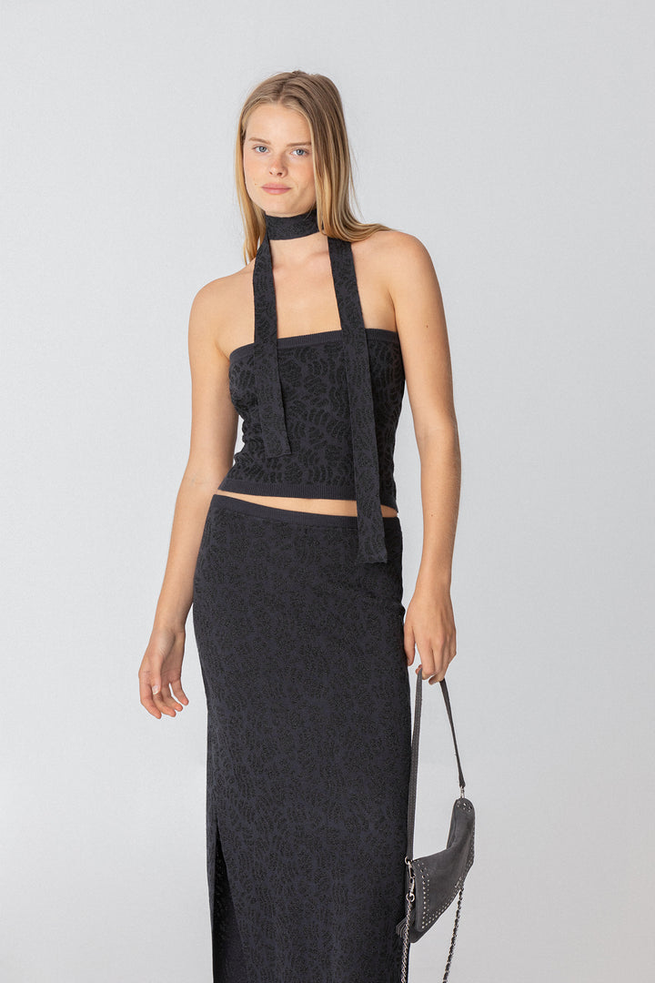 FALDA MIDI PUNTO LUREX