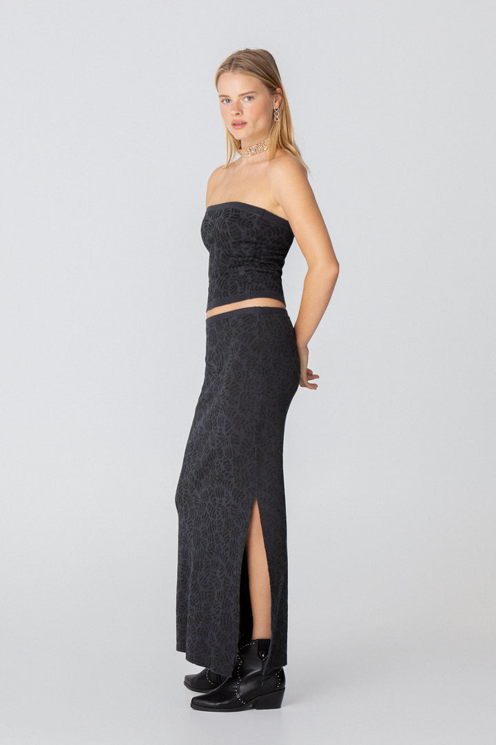 FALDA MIDI PUNTO LUREX