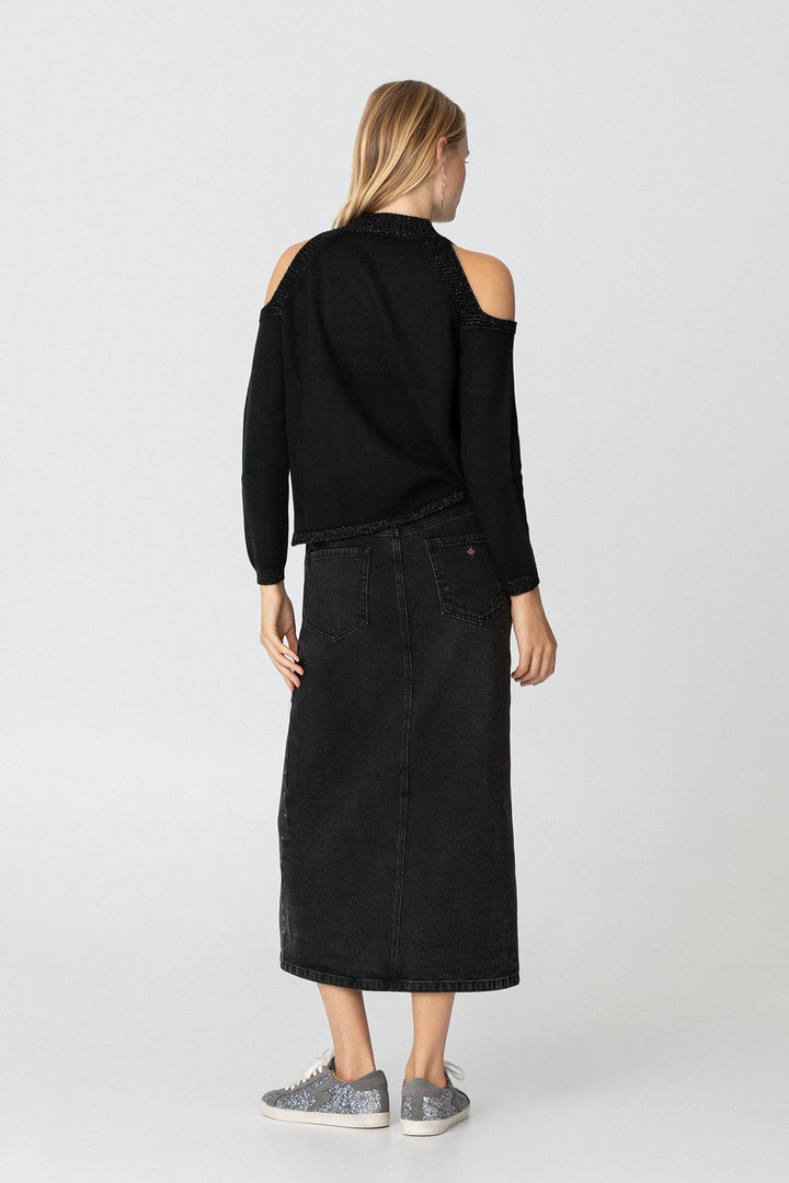 FALDA MIDI TACHUELAS DENIM