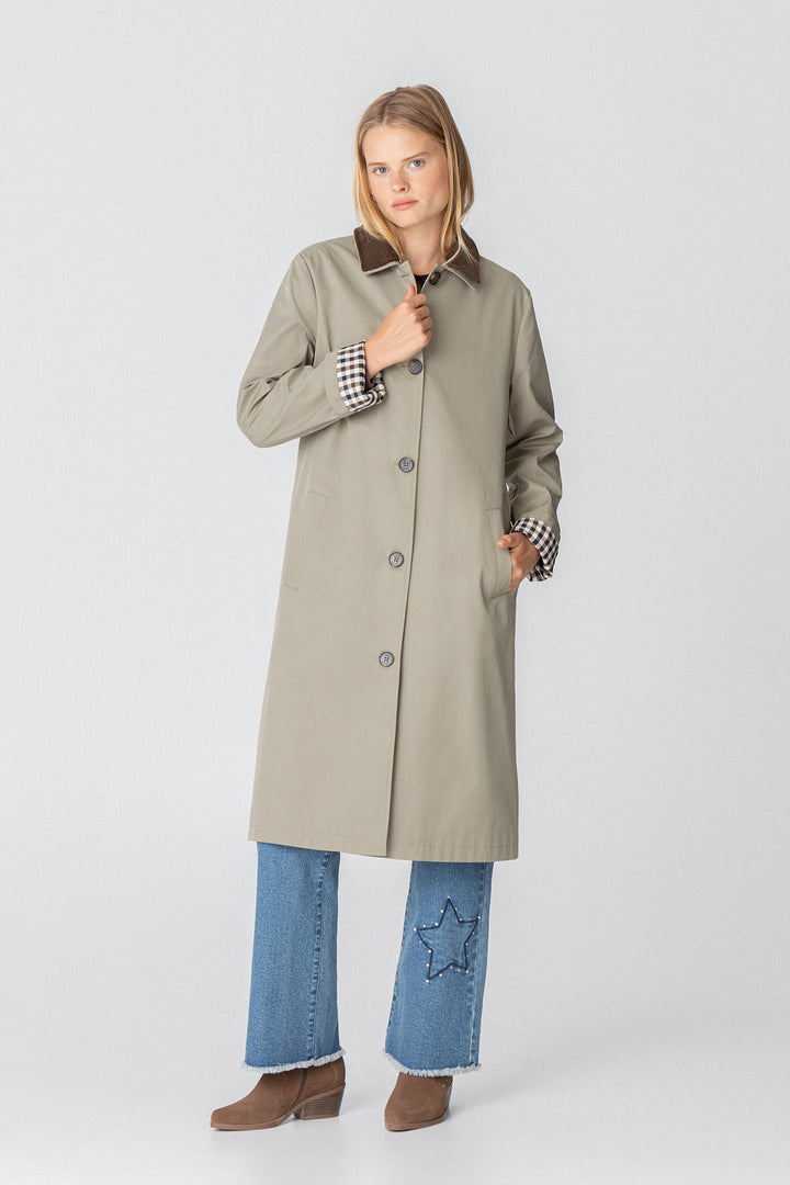 LONG CORDUROY COLLAR TRENCH COAT