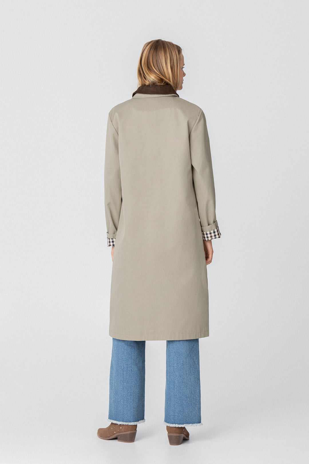 LONG CORDUROY COLLAR TRENCH COAT