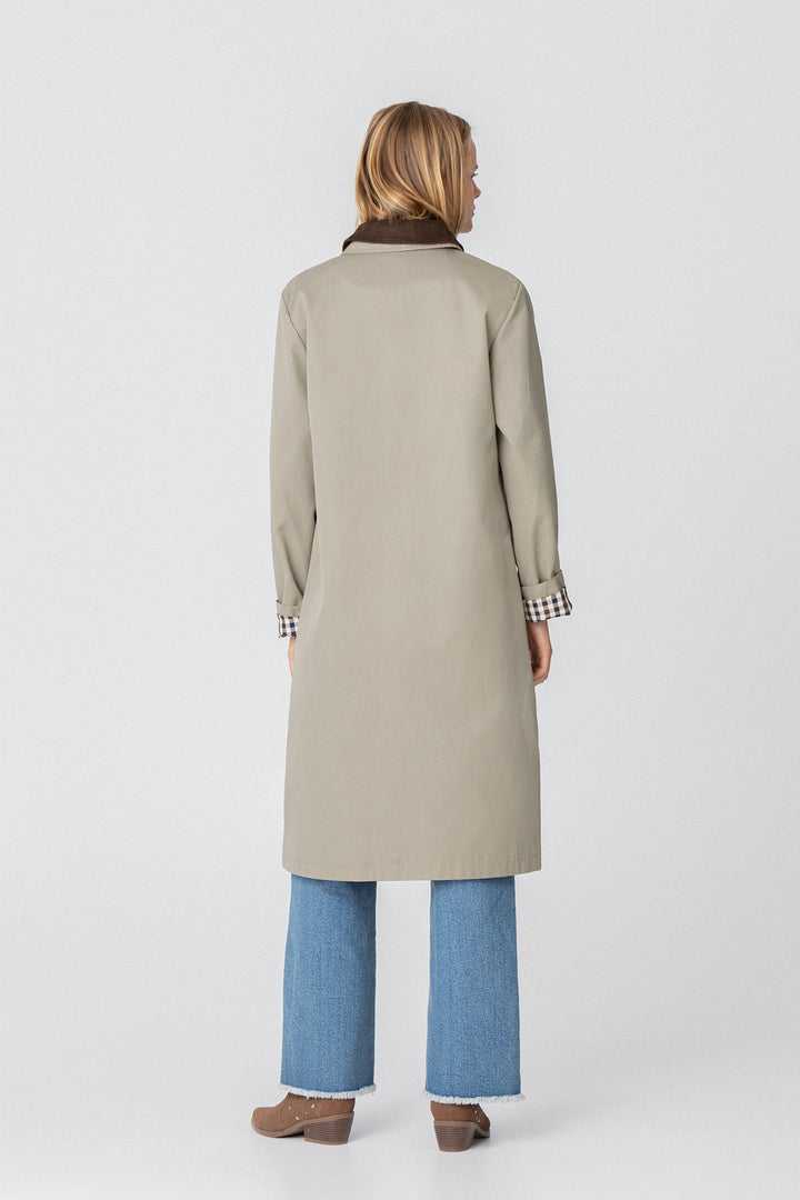 LONG CORDUROY COLLAR TRENCH COAT