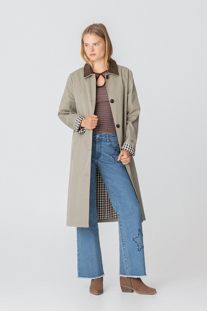 LONG CORDUROY COLLAR TRENCH COAT