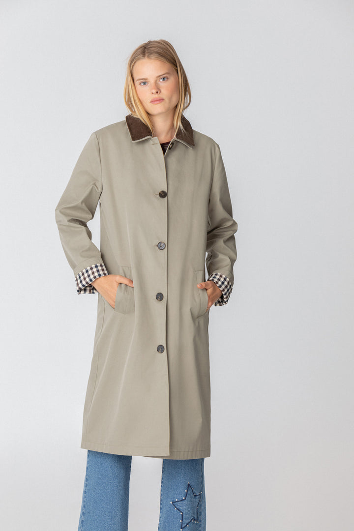 LONG CORDUROY COLLAR TRENCH COAT