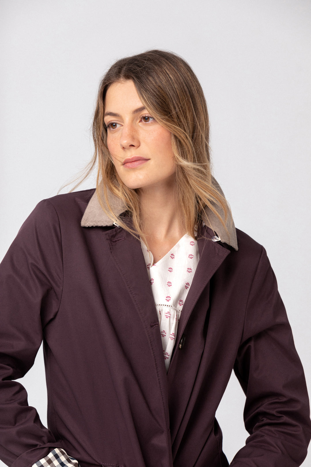 LONG CORDUROY COLLAR TRENCH COAT
