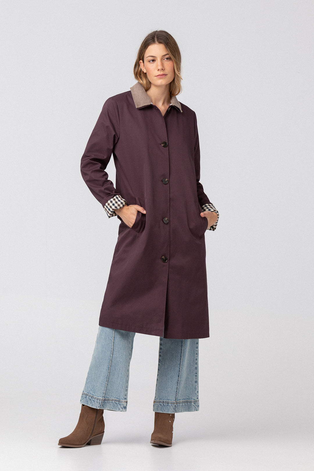 LONG CORDUROY COLLAR TRENCH COAT