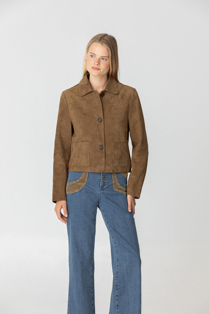 Contrast Corduroy Studded Jeans