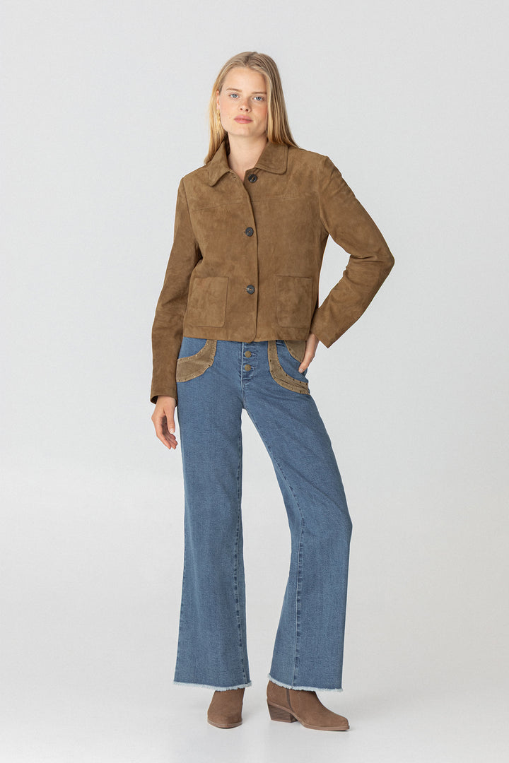 Contrast Corduroy Studded Jeans