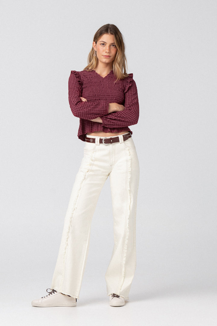 CONTRAST FRINGE STITCH JEANS