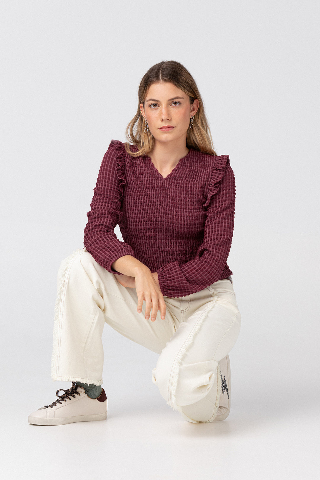 CONTRAST FRINGE STITCH JEANS