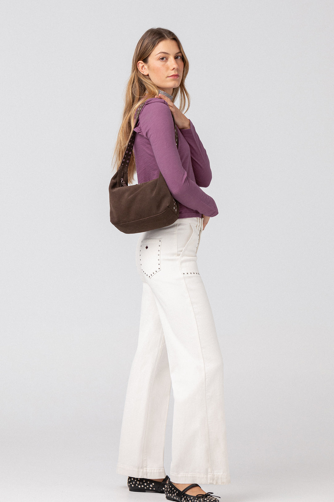 CULOTTE JEANS WITH STUDDED POCKET