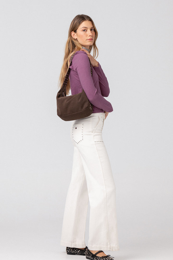 CULOTTE JEANS WITH STUDDED POCKET