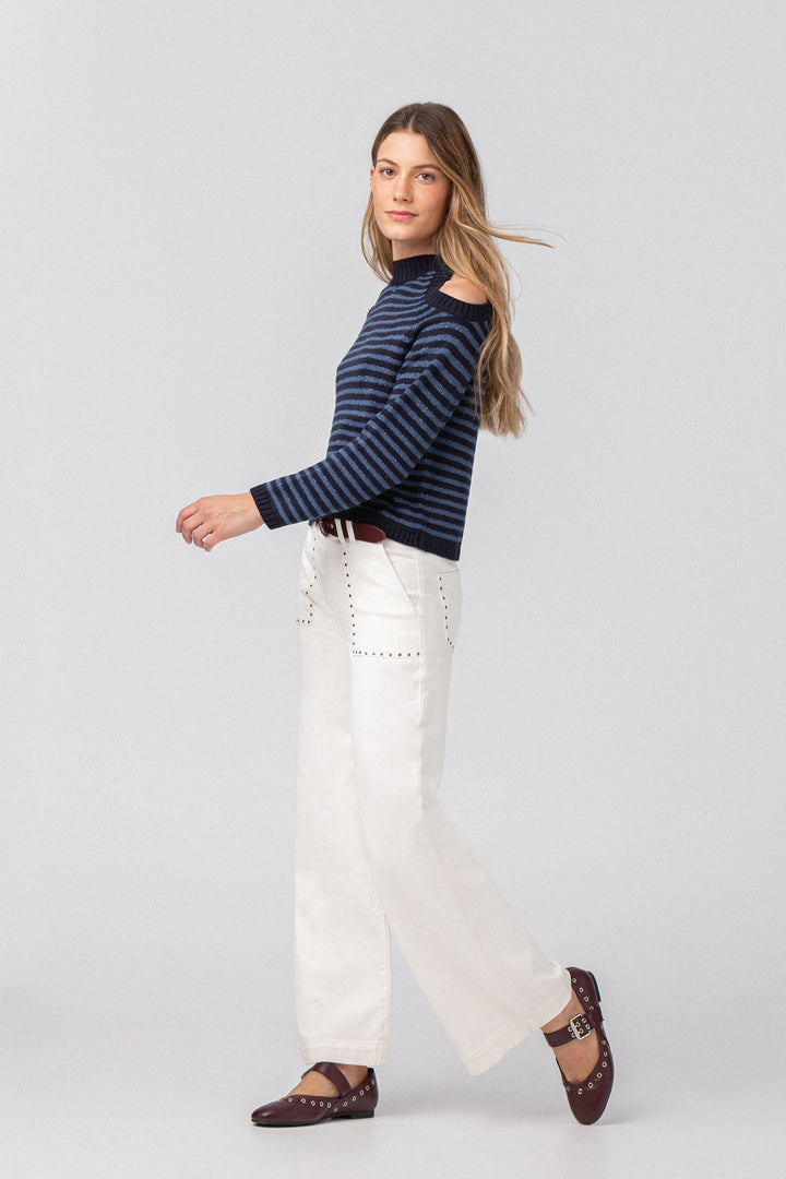 CULOTTE JEANS WITH STUDDED POCKET