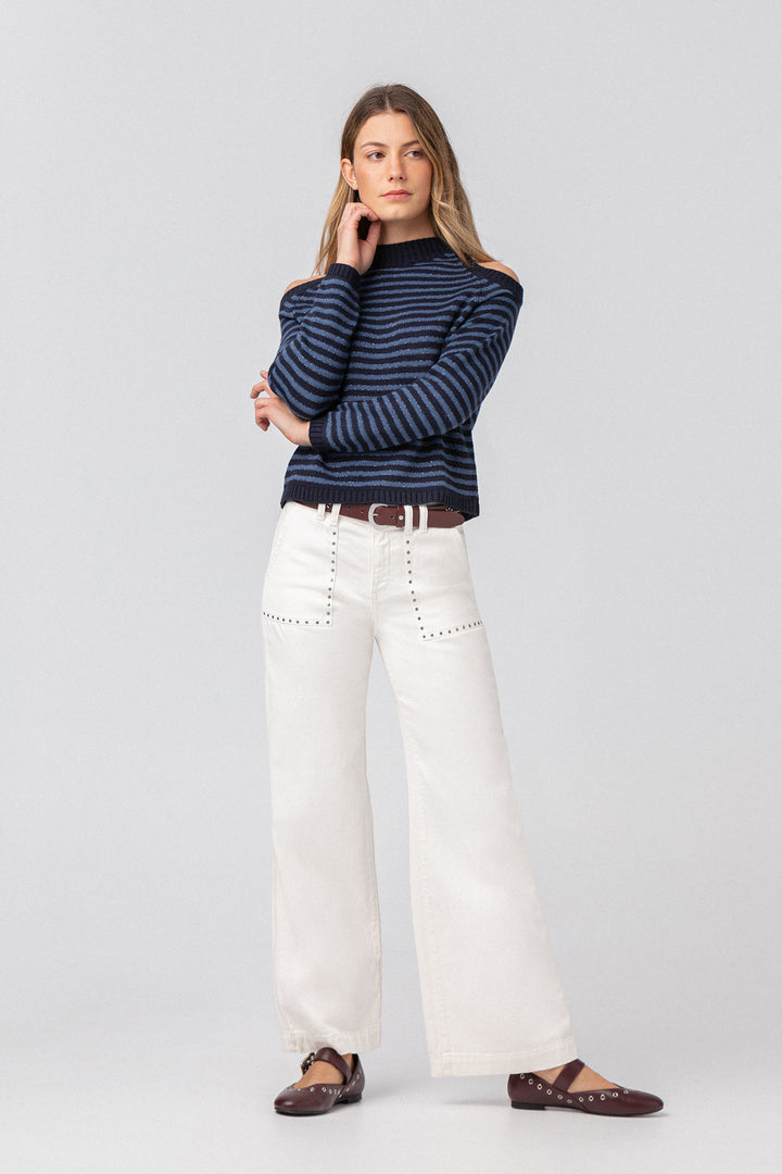 CULOTTE JEANS WITH STUDDED POCKET