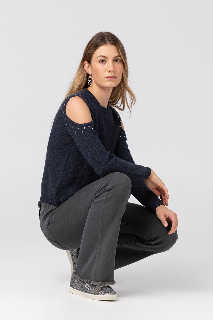 BLUSA DE JERSEY COM ABERTURAS COM TAPETES