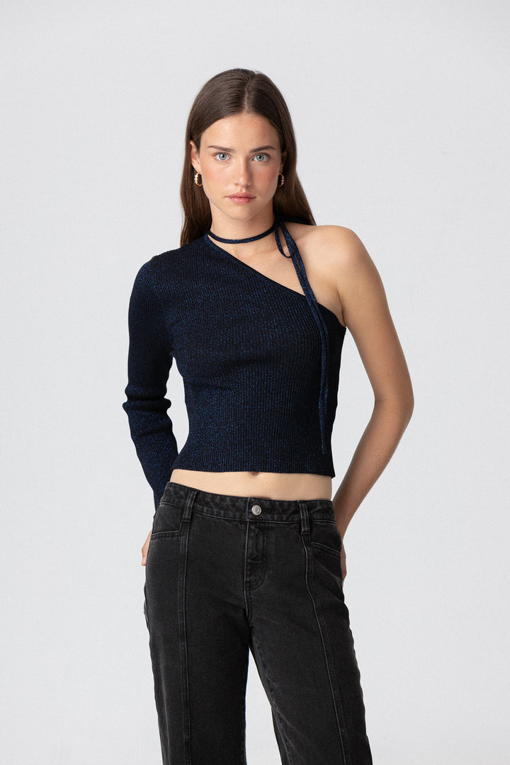 Camisola TOP ASSIMÉTRICA LAZED LUREX