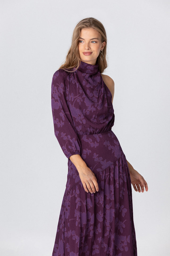 FLAVEA ASYMMETRIC MIDI DRESS