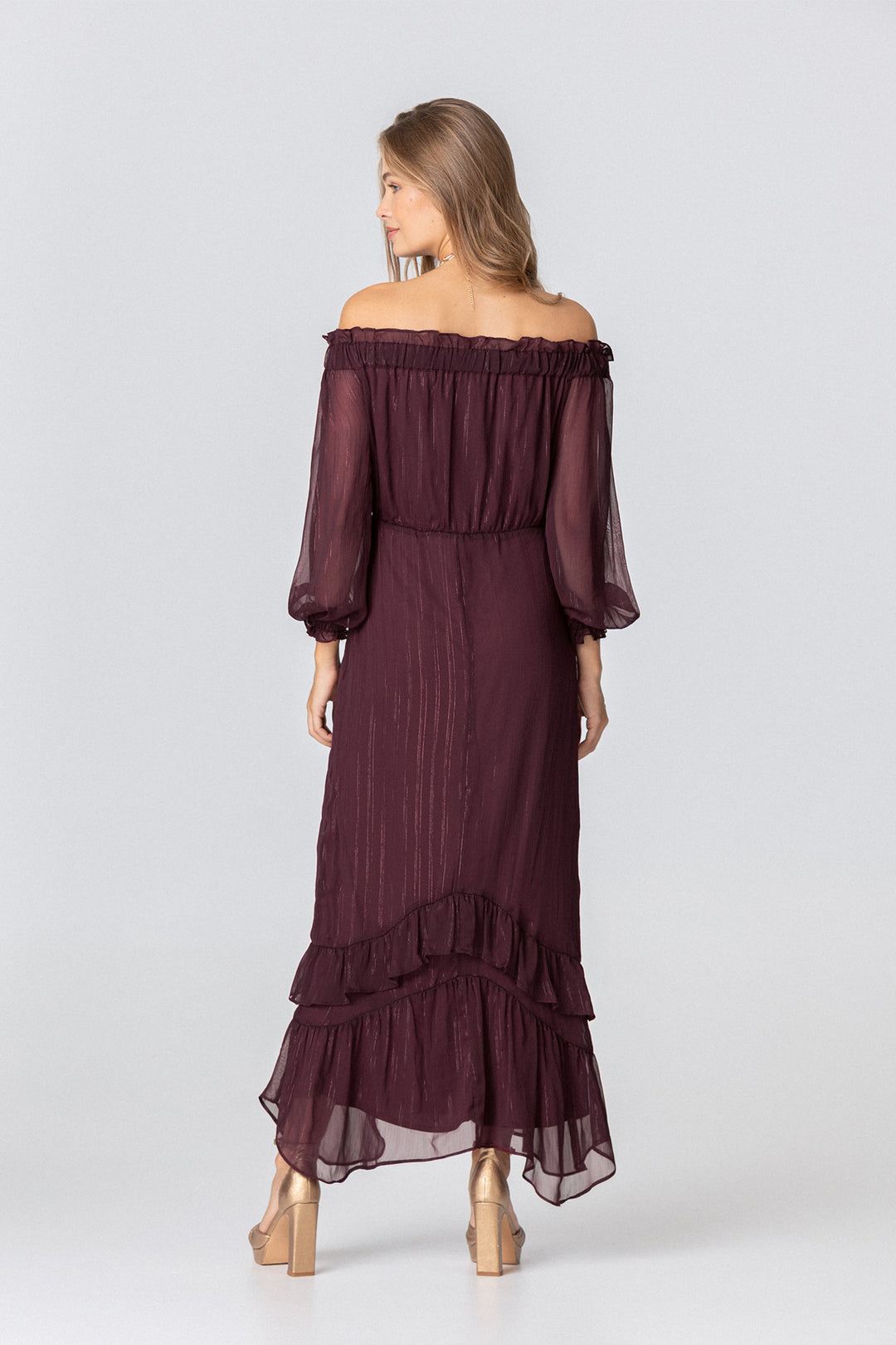 ALESSANDRA RUFFLED MIDI DRESS