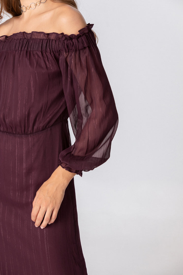 ALESSANDRA RUFFLED MIDI DRESS