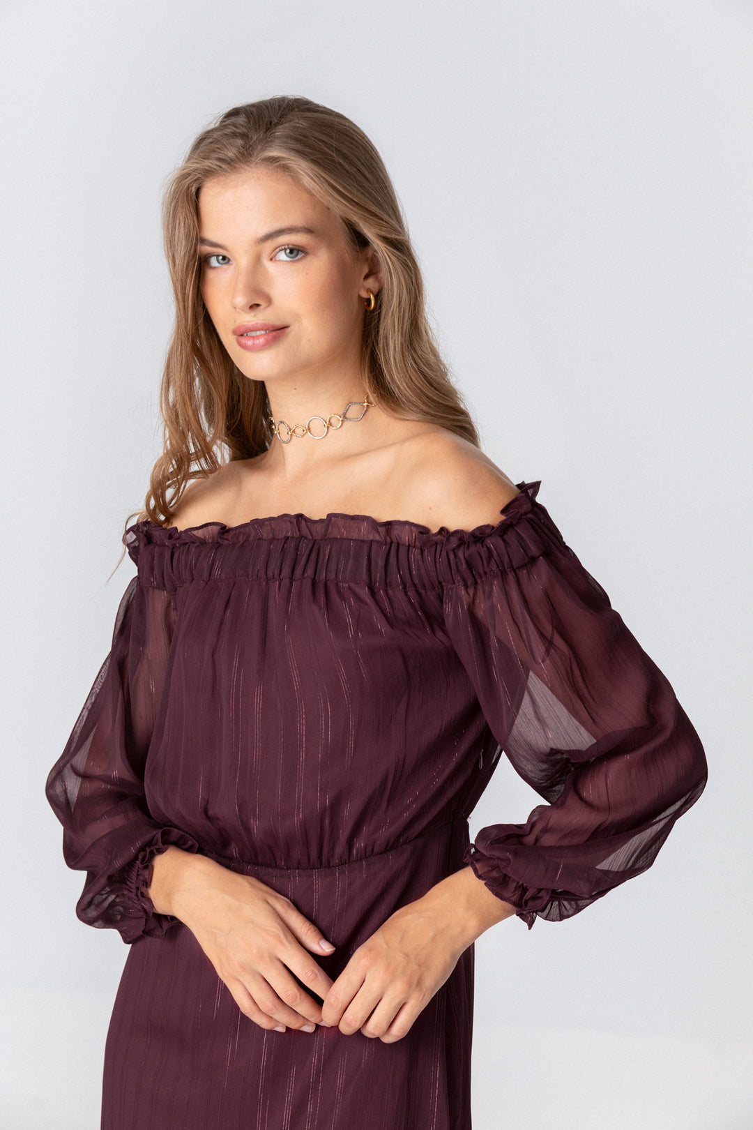 ALESSANDRA RUFFLED MIDI DRESS