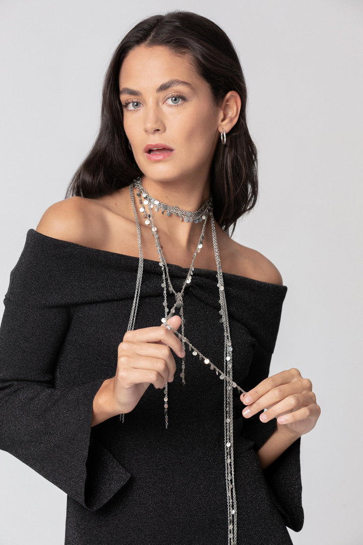 LUREX BANDEAU MIDI DRESS