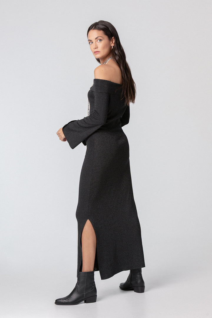 LUREX BANDEAU MIDI DRESS