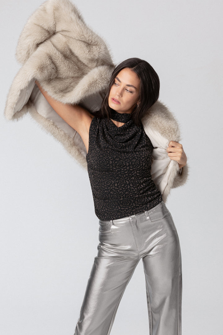 TOP DRAPEADO JACQUARD