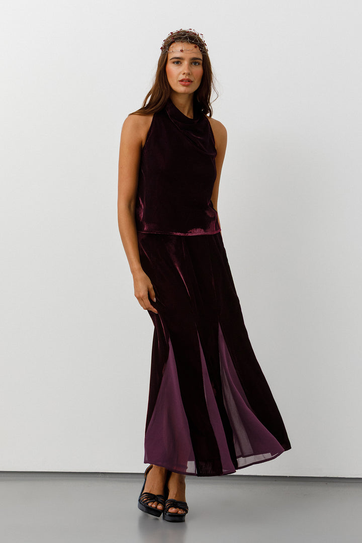 FALDA MIDI CONTRASTE GODETS NICOLE