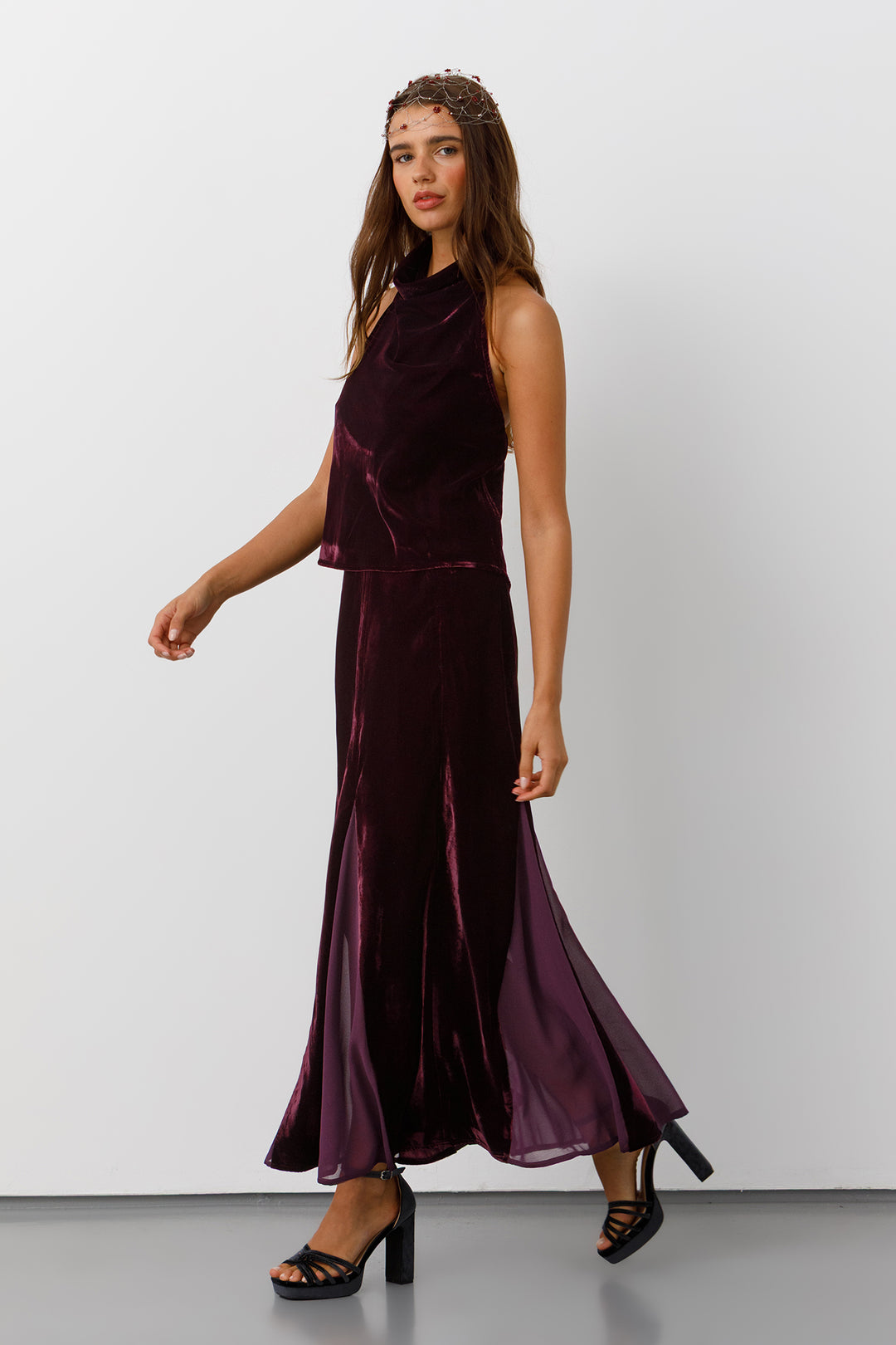 FALDA MIDI CONTRASTE GODETS NICOLE