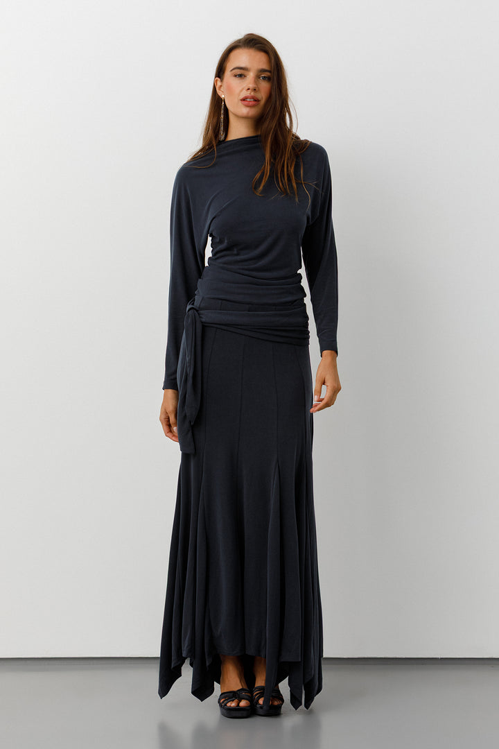 FALDA MIDI PUNTO LAZADA