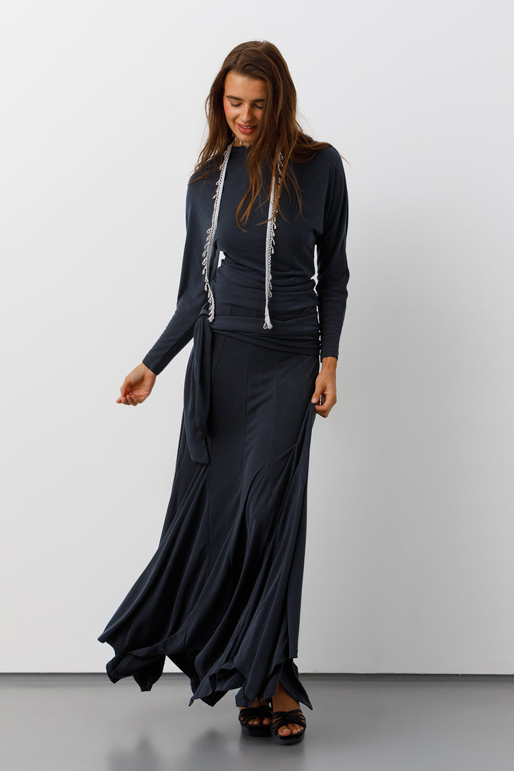 FALDA MIDI PUNTO LAZADA