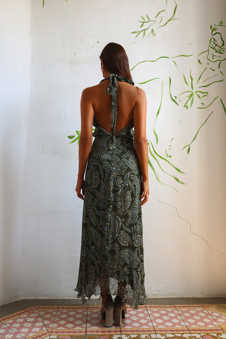 VESTIDO MIDI HALTER ROUS