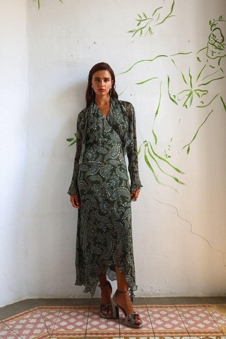 VESTIDO MIDI HALTER ROUS