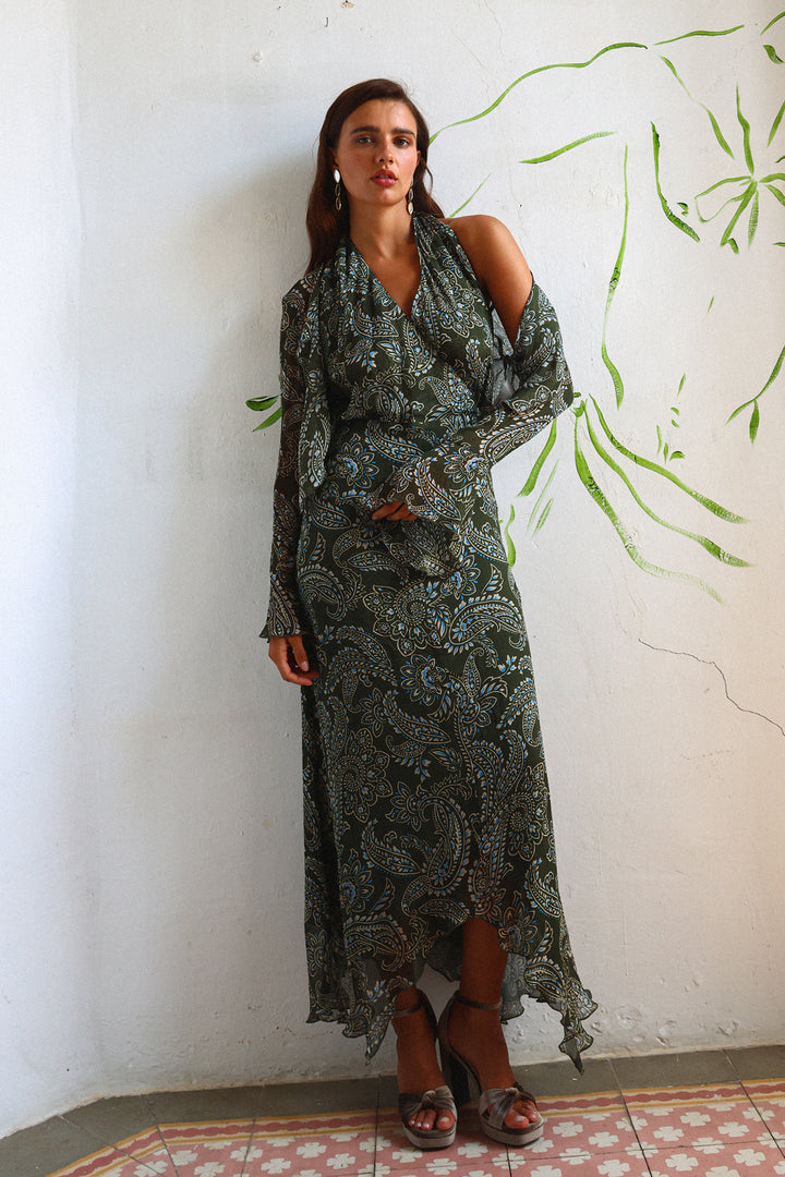 VESTIDO MIDI HALTER ROUS